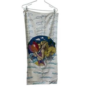 Vintage Barbie Graphic Small Beach/ Bath Towel 16.5x35 100% Cotton Ocean Retro